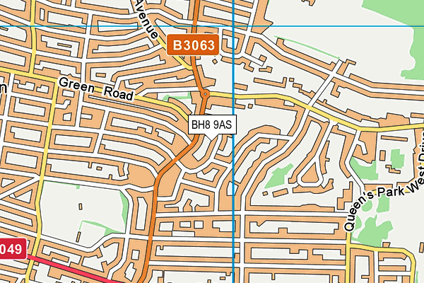 BH8 9AS map - OS VectorMap District (Ordnance Survey)