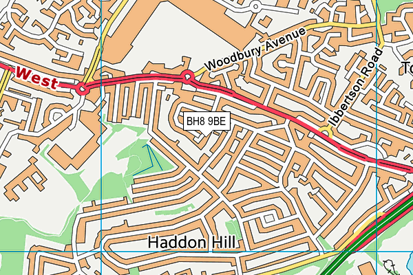 BH8 9BE map - OS VectorMap District (Ordnance Survey)