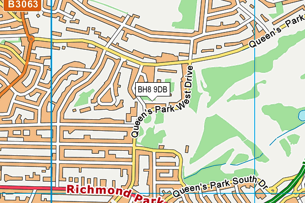 BH8 9DB map - OS VectorMap District (Ordnance Survey)