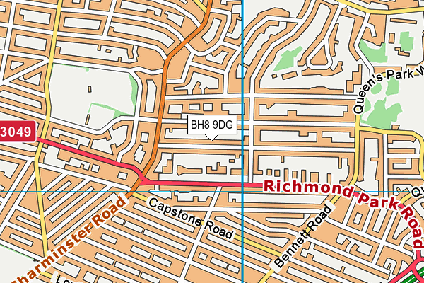 BH8 9DG map - OS VectorMap District (Ordnance Survey)