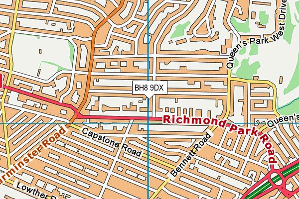 BH8 9DX map - OS VectorMap District (Ordnance Survey)