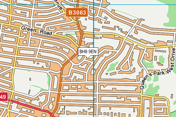BH8 9EN map - OS VectorMap District (Ordnance Survey)