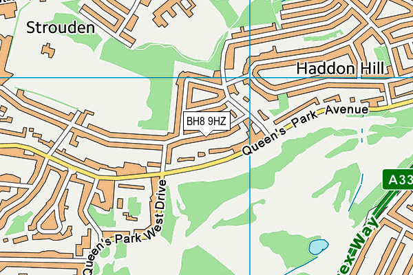 BH8 9HZ map - OS VectorMap District (Ordnance Survey)