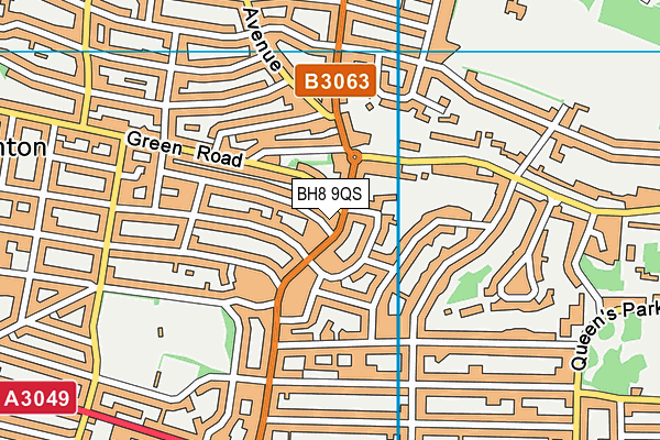 BH8 9QS map - OS VectorMap District (Ordnance Survey)