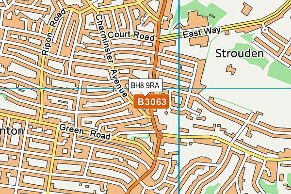 BH8 9RA map - OS VectorMap District (Ordnance Survey)