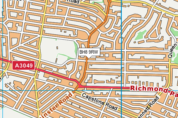 BH8 9RW map - OS VectorMap District (Ordnance Survey)