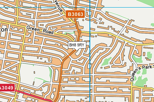 BH8 9RY map - OS VectorMap District (Ordnance Survey)