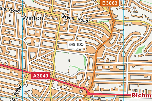 BH9 1DQ map - OS VectorMap District (Ordnance Survey)