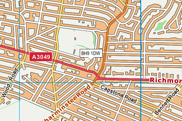 BH9 1DW map - OS VectorMap District (Ordnance Survey)