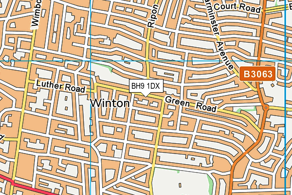 BH9 1DX map - OS VectorMap District (Ordnance Survey)