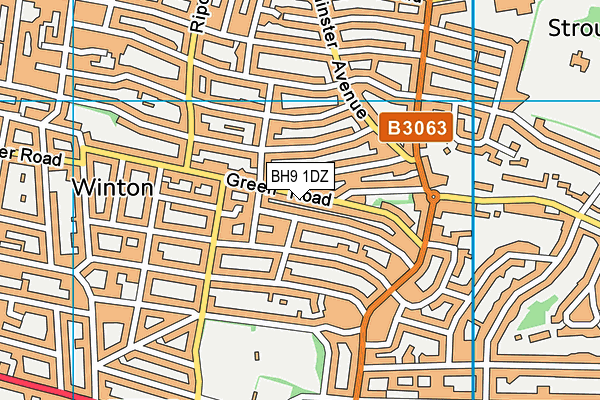 BH9 1DZ map - OS VectorMap District (Ordnance Survey)