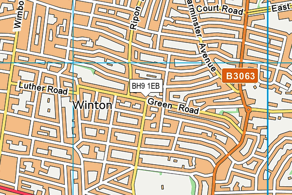 BH9 1EB map - OS VectorMap District (Ordnance Survey)