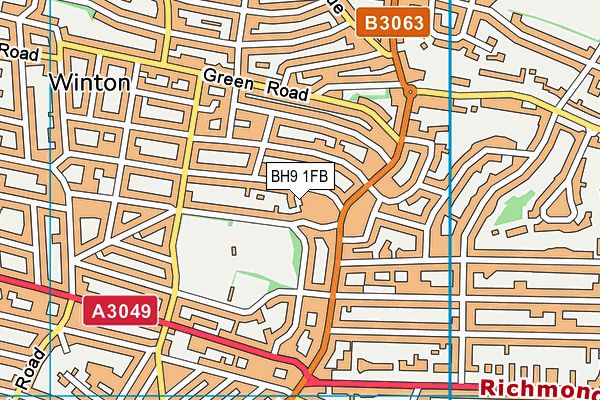 BH9 1FB map - OS VectorMap District (Ordnance Survey)