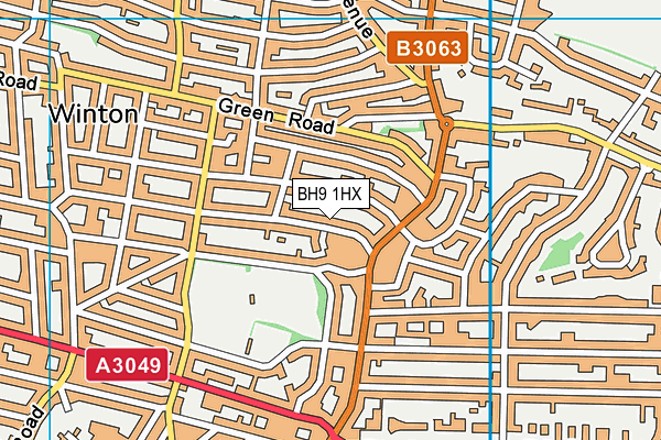 BH9 1HX map - OS VectorMap District (Ordnance Survey)