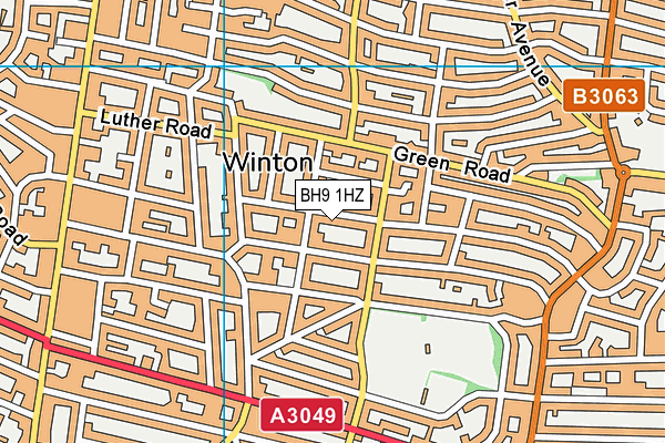 BH9 1HZ map - OS VectorMap District (Ordnance Survey)