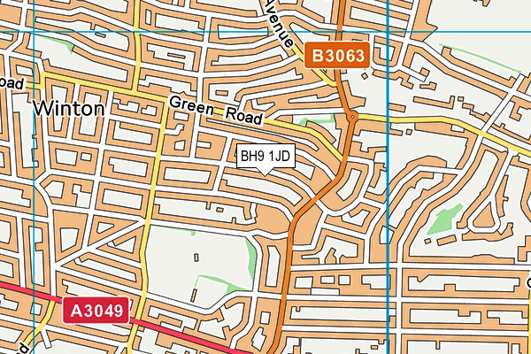 BH9 1JD map - OS VectorMap District (Ordnance Survey)