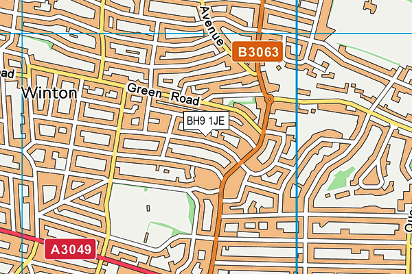 BH9 1JE map - OS VectorMap District (Ordnance Survey)