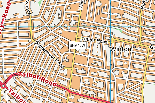 BH9 1JW map - OS VectorMap District (Ordnance Survey)