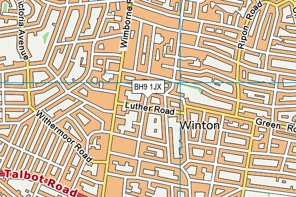 BH9 1JX map - OS VectorMap District (Ordnance Survey)