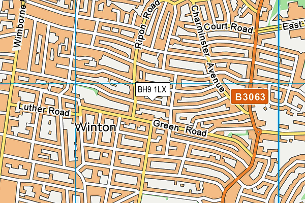 BH9 1LX map - OS VectorMap District (Ordnance Survey)