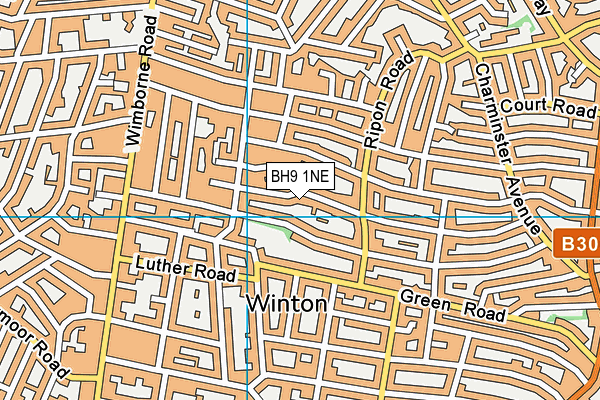 BH9 1NE map - OS VectorMap District (Ordnance Survey)