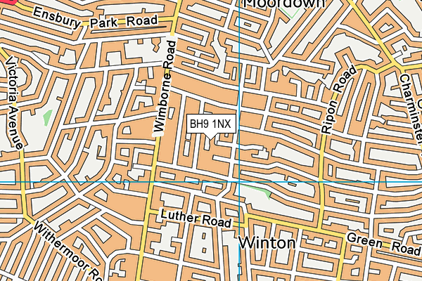 BH9 1NX map - OS VectorMap District (Ordnance Survey)