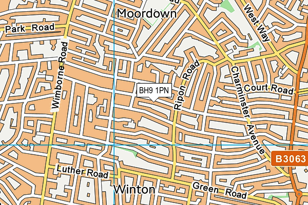 BH9 1PN map - OS VectorMap District (Ordnance Survey)