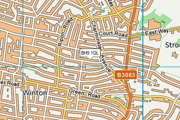 BH9 1QL map - OS VectorMap District (Ordnance Survey)