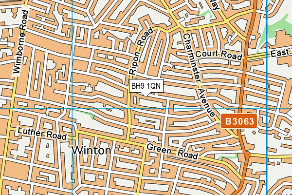 BH9 1QN map - OS VectorMap District (Ordnance Survey)