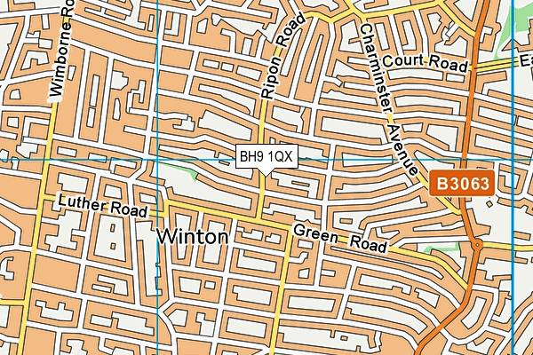 BH9 1QX map - OS VectorMap District (Ordnance Survey)