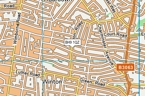 BH9 1QZ map - OS VectorMap District (Ordnance Survey)