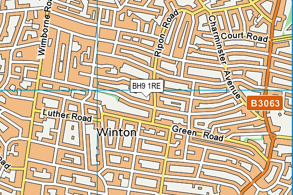 BH9 1RE map - OS VectorMap District (Ordnance Survey)