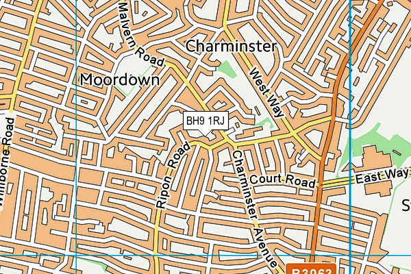 BH9 1RJ map - OS VectorMap District (Ordnance Survey)