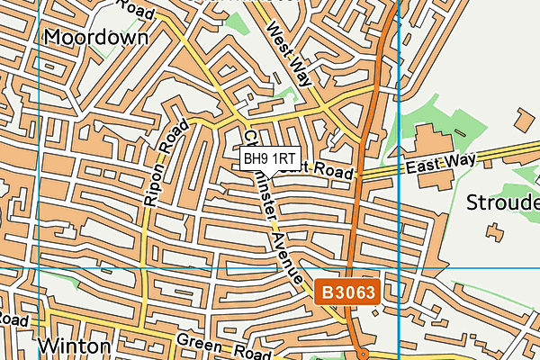 BH9 1RT map - OS VectorMap District (Ordnance Survey)