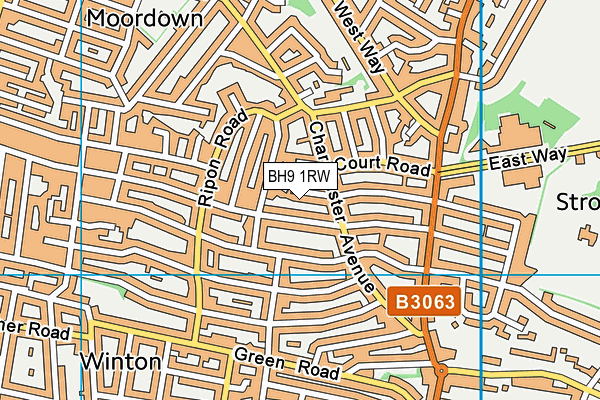 BH9 1RW map - OS VectorMap District (Ordnance Survey)