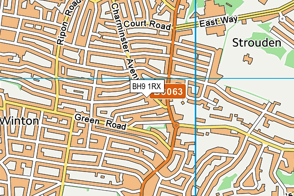 BH9 1RX map - OS VectorMap District (Ordnance Survey)