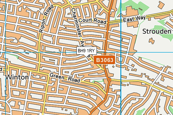 BH9 1RY map - OS VectorMap District (Ordnance Survey)