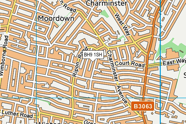 BH9 1SH map - OS VectorMap District (Ordnance Survey)