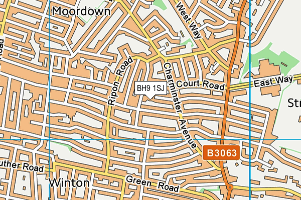 BH9 1SJ map - OS VectorMap District (Ordnance Survey)