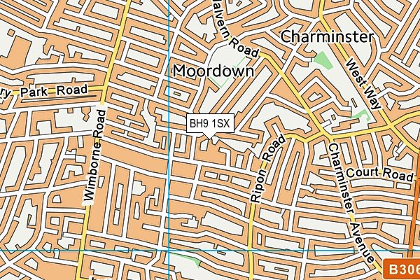 BH9 1SX map - OS VectorMap District (Ordnance Survey)