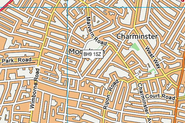 BH9 1SZ map - OS VectorMap District (Ordnance Survey)