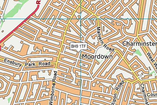 BH9 1TF map - OS VectorMap District (Ordnance Survey)