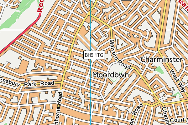 BH9 1TG map - OS VectorMap District (Ordnance Survey)