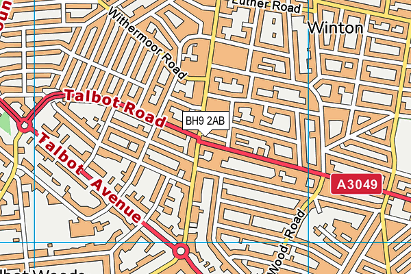 BH9 2AB map - OS VectorMap District (Ordnance Survey)