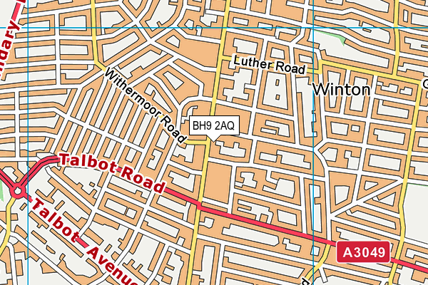 BH9 2AQ map - OS VectorMap District (Ordnance Survey)