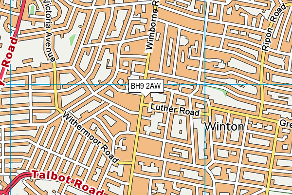 BH9 2AW map - OS VectorMap District (Ordnance Survey)
