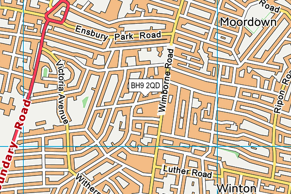 Ymca (Winton) map (BH9 2QD) - OS VectorMap District (Ordnance Survey)