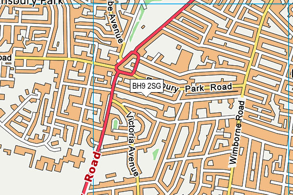 BH9 2SG map - OS VectorMap District (Ordnance Survey)