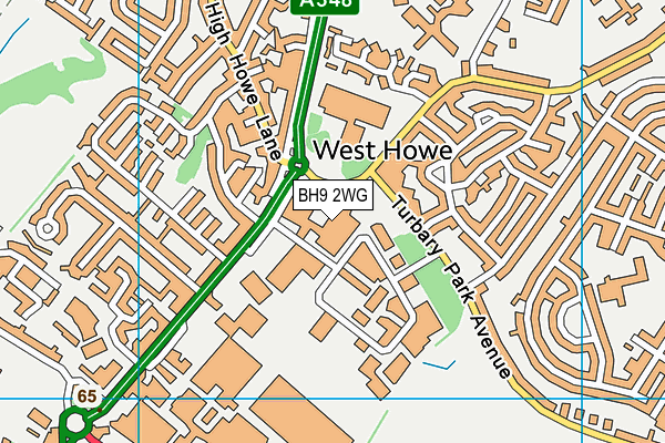BH9 2WG map - OS VectorMap District (Ordnance Survey)