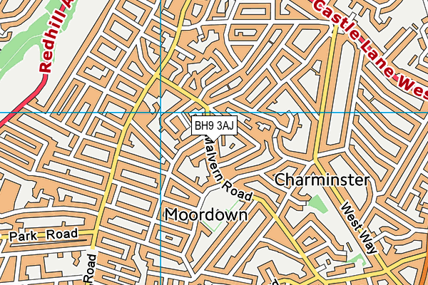 BH9 3AJ map - OS VectorMap District (Ordnance Survey)